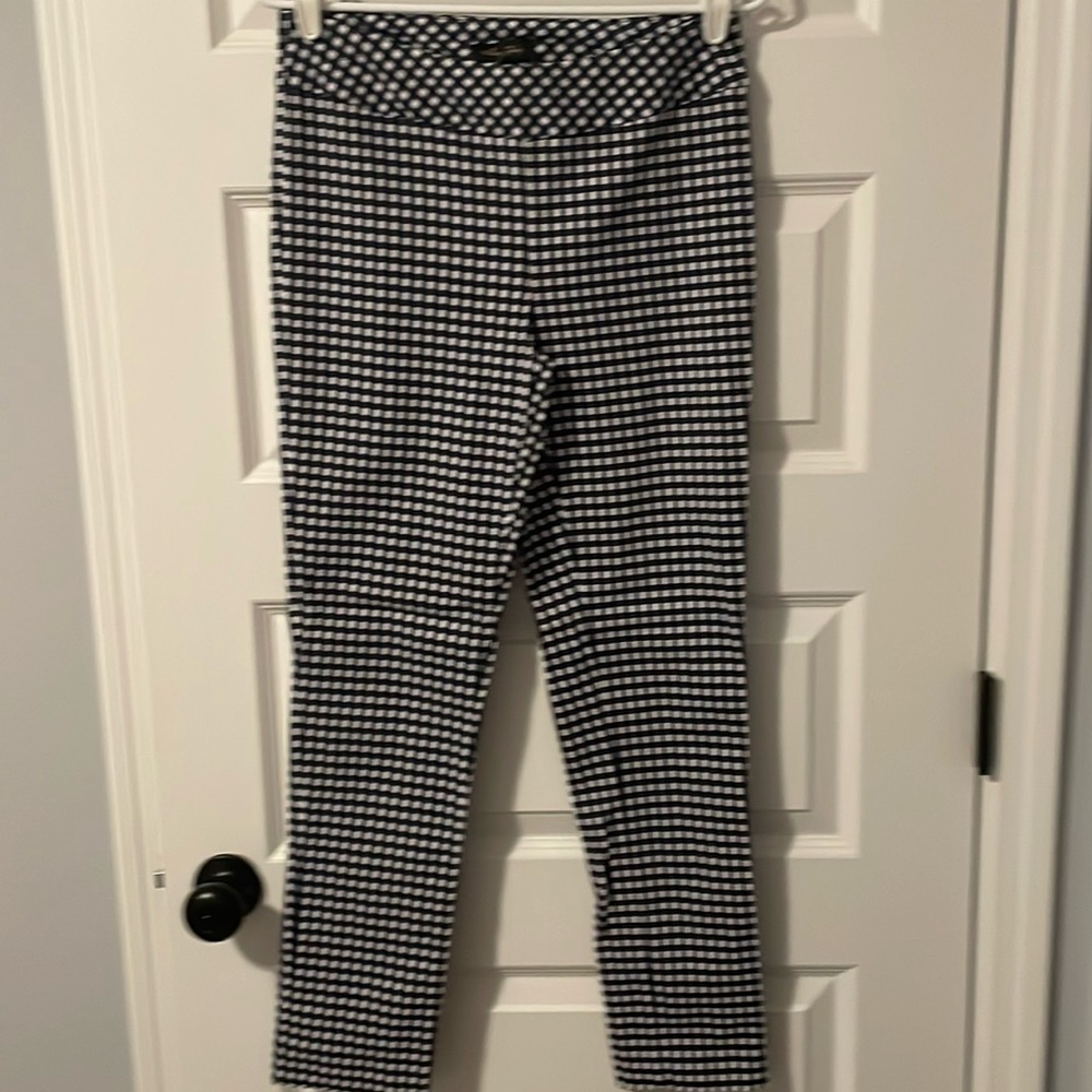 Pull on pants black and white check